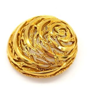 Vintage Signed Crown Trifari Gold Tone Shell Dome Brooch